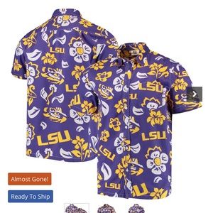 Men's Wes & Willy Purple LSU Tigers Floral Button-Up Shirt. Size XL